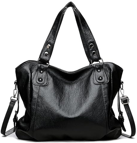 Coolives Grande Borsa Bauletto da Donna Borsa a mano con Tracolla in Pelle Sintetica Hobo Sacchetto Borsa a spalla Tote Borse Manici Donne Borsetta Borsa a tracolla Nero