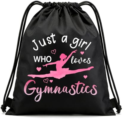 Gymnast Drawstring Bag for Girls Women Birthday Gifts for Gymnasts Daughter Granddaughter Gymnastics Themed Gifts for Best Friend Just A Girl Who Loves Gymnastics Backpack