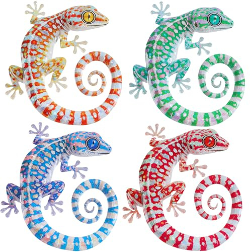 YIYA Decoración de Pared de Gecko de Metal Arte de pared de metal Gecko Lagartija de Metal Decoración de Jardín Exterior para Casa Terraza Patio Salón Dormitorio