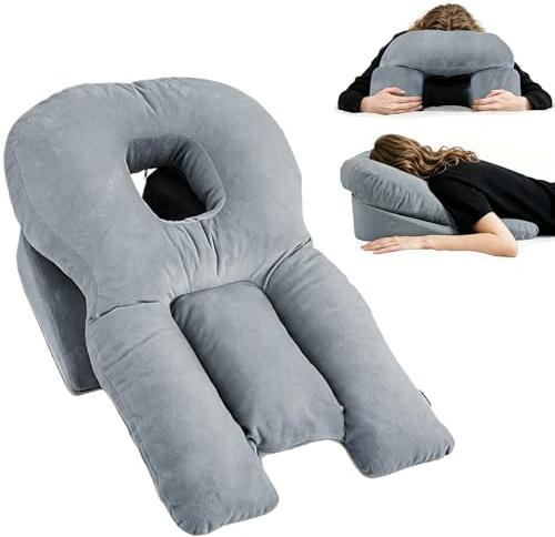 Kingbar Almohada Boca Abajo Después del Ojo, Almohada para Dormir con Agujero para Desprendimiento de Retina Durante la Recuperación, Almohada de Masaje, Grey