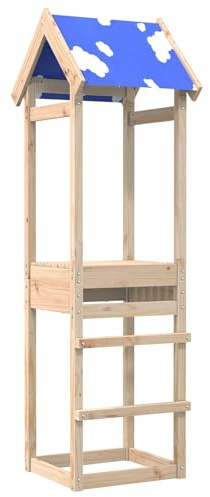 Ziaphsol Lektorn brun av massiv furu 52,5 x 46,5 x 195 cm för trädgård, utomhushus med rutschkana, gunga, klättervägg, fönster och veranda för fantasifull lek utomhus