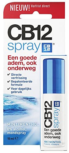 CB12 Spray orale – Fresca diretta Lungo la strada, Riduce la causa di alitosi, con acetato di zinco, sapore di menta – 15 ml