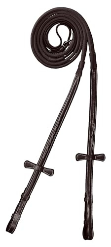 Exion 5/8 (16mm) Designer Stitched Raised Leather Rubber Reins | Premium Grip English Horse Reins with Hook Studs | Durable Non-Slip Reins for Jumping, Hunting, Eventing & Everyday Riding