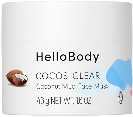 HelloBody Cocos Clear Gesichtsmaske 45 ml – Gesichtsmaske unreine Haut mit Moor-Extrakt und Avocadoöl – Natürliche Hautpflege – Gesichtsmaske Frauen – Maske zur Entfernung von Mitessern