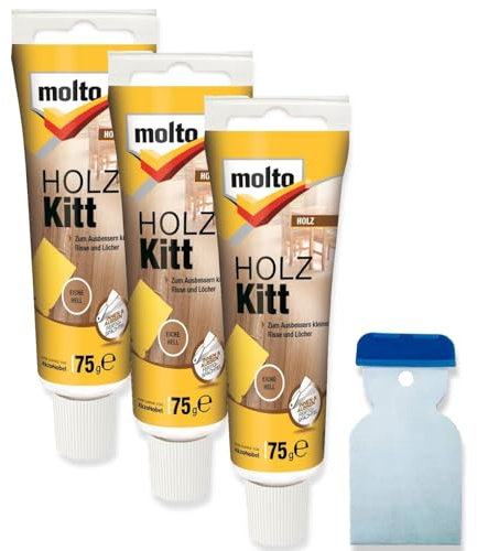 3x Molto Holzkitt 75 g Set Reparaturspachtel (Eiche Hell)