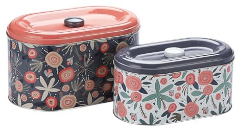 SUMTree Lot de 2 boîtes à biscuits en métal avec couvercles, boîtes de rangement pour biscuits, biscuits, boîtes à thé, boîtes en fer blanc, boîtes à bonbons pour la maison, la cuisine