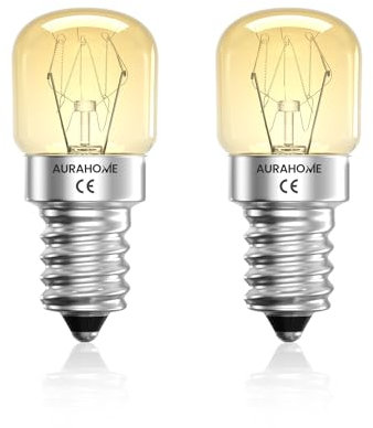 Aurahome E14 Salzlampe Glühbirne, Backofenlampe 25W, 300 Grad beständig, 150LM 2400k E14 Warm White Kühlschranklampe, SES Salzlampe/Backofenlampe, 230V