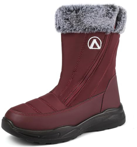 VTASQ Botas de Nieve Mujer Botines de Invierno Calentar Forrada Botas para Hombre Impermeables Antideslizante Exterior Botines Casual Caminar Botas Rojo 39 EU