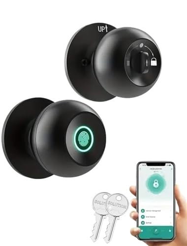 Serratura Smart, Controllo APP Bluetooth Serratura intelligente Maniglia for porta senza chiave Serratura elettronica digitale con impronta digitale(Noir)