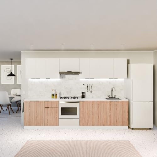 Blumfeldt Armario Bajo Para Fregaderos - Armario de Cocina con Encimera de MDF 30mm, Patas Ajustables ABS, Bisagras de Cierre Suave, Superficie Melamina, Blanco-Roble