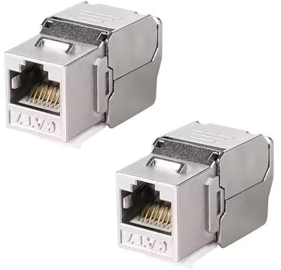 Hsupez 2 stycken CAT 7 Keystone RJ45-modul-uttag, STP-inbyggt uttag, LSA helskärmad, Keystone RJ45-uttag för CAT7/6/6a, verktygsfri montering, nätverksanslutningsmodul, för patchpanel, nätverksuttag