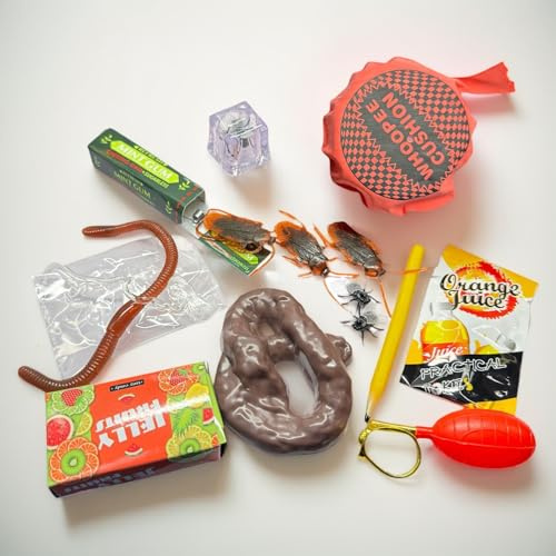 Weqizuerqi Lot de 14 Articles de Farce Anti-Stress - Cadeaux pentants - Article de Farce - Article de pup - réaliste - Petites Mouches pour Adultes - Fête du Poisson d'avril