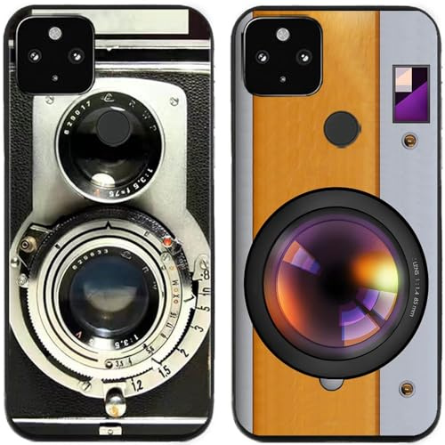 Schutzhülle für Smartphone (für Google Pixel 4a 5G, TPU-Silikongel, dünn, mit Kamera-Aufdruck, 2 Stück)