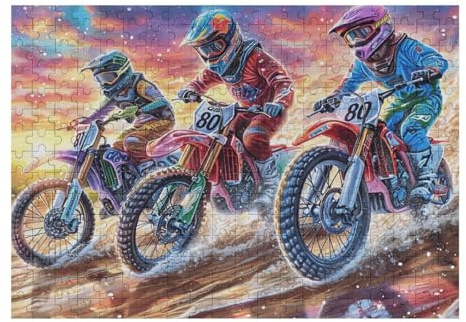 Premium Grupo de Pilotos de Motocross Montaña Aventura Salvaje Puzzle 300 Piezas para Adultos Divertido Estimulante Y Entretenido Ideal para Pasatiempos Y Hobbies 300 PCS（40x28cm）
