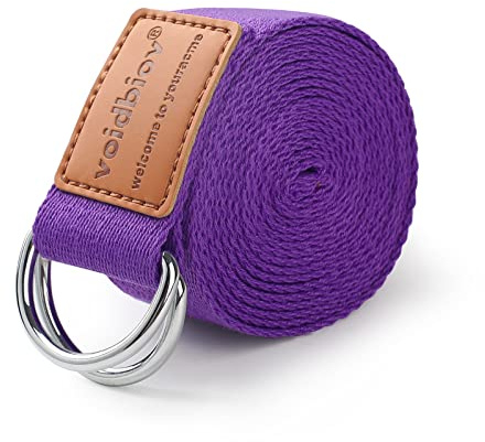voidbiov Yogarem, 1,85 m - 2,5 m, justerbart yogabälte, D-spänne i metall förstärkt flexibilitet, stretchmotstånd för pilates fitness