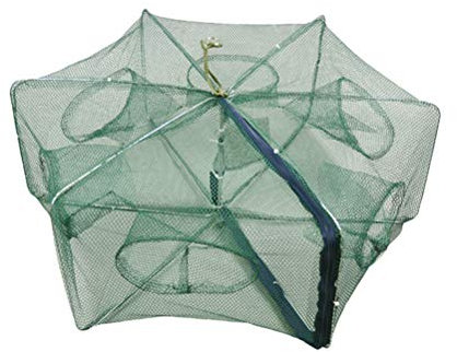 Faltbarer Köder Cast Mesh Trap Net Tragbare Fischernetz Garnelen Käfig für Fisch Garnele Minnow Crayfish Crab Schwimmkreis 6 Löcher