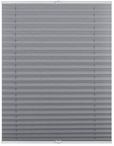 ROOMY Plissee Klemmfix, verspannt, Blickdicht, Sichtschutz Sonnenschutz Jalousie Grau, 45 cm x 130 cm (B x L)