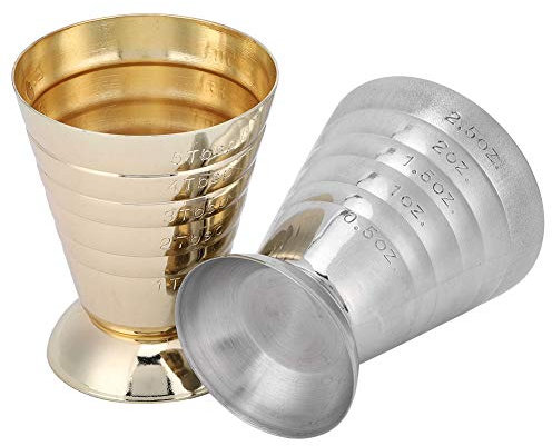 Cocktail Jigger, tasse graduée creuse en acier inoxydable 2pcs 304 avec 3 types d'affichage à échelle de capacité