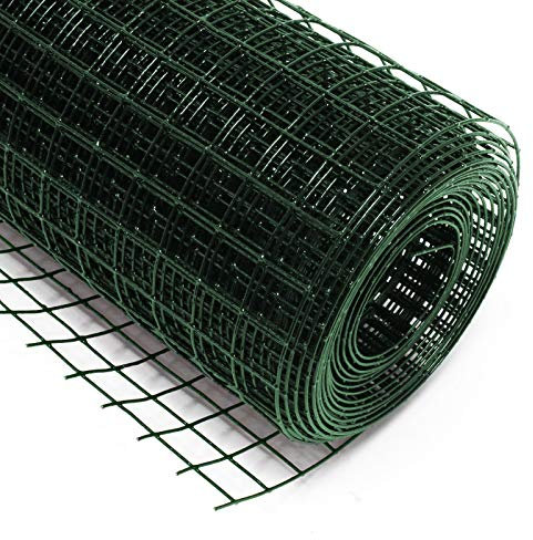 Wiltec Maschendrahtzaun Grün 1x5 m 50 cm Höhe 1,42 mm Stärke 25x25 mm Maschengröße, Volierendraht 4-Eck aus Stahl verzinkt, Drahtgitter, Vogeldraht