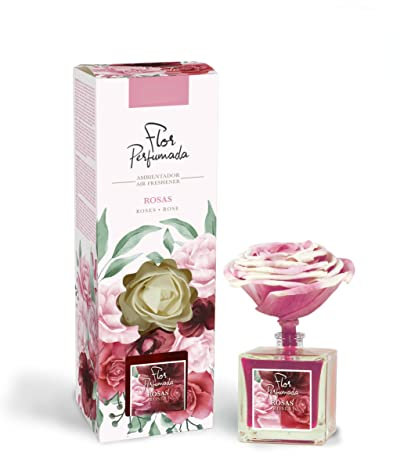 Ambientador Perfumes. Difusor de Flor perfumadas.Difusor de Flor con aroma AMB. FLOR 90ml ROSA(PLUS HOME)