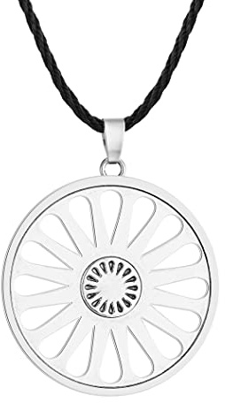 LUTAKU Romani Chakra-hjul, halsband, hänge för män, pojkar, roma, människor, , berlock, läderkedja, Ashoka, indisk symbol, amulett, smycken, Läder