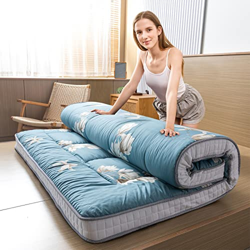 MAXYOYO Futonmadrass, vadderad japansk golvmadrass, kviltad hopfällbar säng, bomullsöverdrag, ventilerande golvsäng, tatami-matta, golvstol, gästsäng (magnolia, 140 x 200 cm)