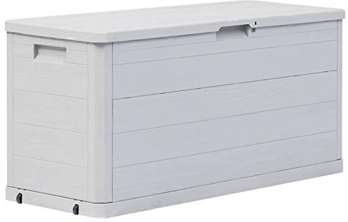 Homgoday Baule da Giardino Baule da Esterno Cassapanca Contenitore da Esterno Panca Contenitore da Esterno Panca da Esterno con Contenitore Cassapanca Esterno 280 L Grigio Chiaro