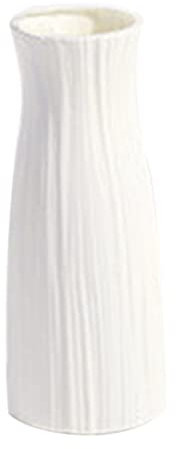 Blumenvase Plastik Nordic Vase Moderne dekorative Vase -Plastik -Vasen Vasen Desktop Orament für Wohnzimmer Büro Hochzeitsdekoration Weiß (m)