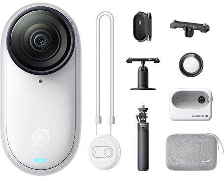 Insta360 GO 3S Reise-Bundle - Tragbare 4K Mini-Kamera, Freihand-POVs, Überall anbringbar, Stabilisierung, 140 min Akku, 10 m wasserdicht, KI-Bearbeitung, Apple Find My, für Vlogs, Reisen, Outdoor