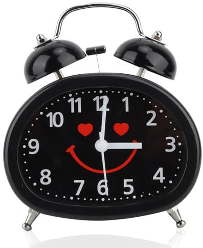 Jwthee Sveglia analogica, Sveglia notturna luminosa e ad alto volume per adulti con sonno pesante, Sveglia a doppia campana Orologio da comodino Orologio da scrivania decorativo senza (nero)