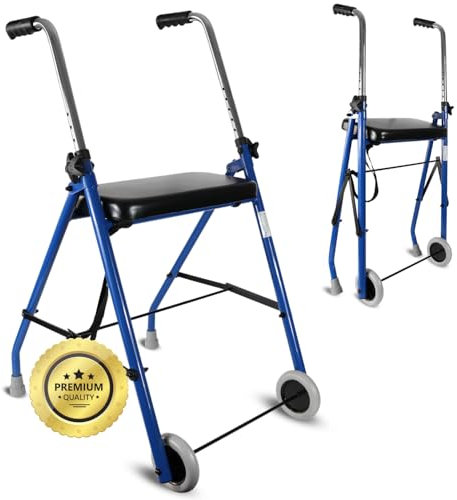 OrtoPrime Andador para Ancianos ROLLATOR 2 Ruedas Andadores Adultos - Andadores para Ancianos ORTOPÉDICO Tacataca Adultos - Caminadores para Mayores Con ASIENTO Andador Personas Mayores PLEGABLE