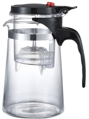 Tetera de vidrio con infusor extraíble de acero inoxidable, tetera resistente al calor, tetera con infusor, tetera de vidrio grueso resistente al calor (750 ml)