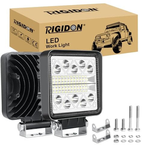 RIGIDON 2 st LED-arbetsljus, 4 tum 51W 2100LM spotstrålkastare, 12V 24V dimljus för bil, terräng, båt, lastbil, 4x4, ATV, motorcykel, traktor, grävmaskin, LED-backljus, 6000K vit