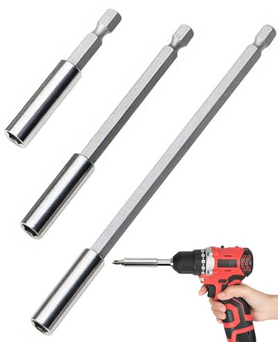 JUKOTA Juego de 4 extensiones para taladro con vástago hexagonal magnético - Para tornillos y tuercas-Soporte extensible para taladro y destornillador inalámbrico (60/100/150mm)