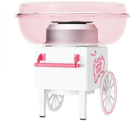 Fangxuee Máquina para Hacer Algodón de Azúcar, Minimáquina para Hacer Algodón de Azúcar para Niños con Cuchara para Azúcar, Fácil y Segura de Usar, Color Rosa Vintage Enchufe UE