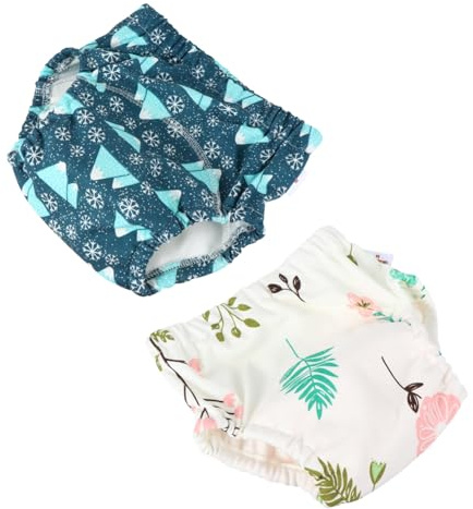 MUELODSIC Pantalon D'apprentissage pour Bébé en Pur Coton, Lavable et Imperméable, Lot de 2 Pièces, Propreté Pendant L'entraînement Pot