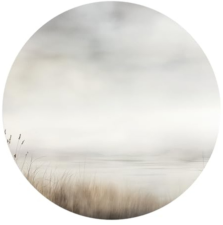 DEQORI Carta da parati rotonda autoadesiva Ø 80 cm | Motivo delicato rumore di riva | tela tessile – staccabile, decorativa e indeformabile – per soggiorno, ufficio, corridoio o cameretta dei bambini