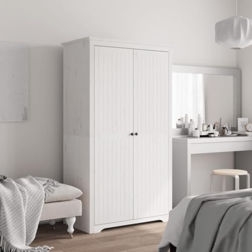 Mokuyary Bodo - Armario de madera maciza de pino (99 x 53,5 x 173 cm), color blanco