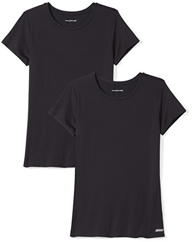 Amazon Essentials Women's Active Quick-Dry Tech-Stretch Short-Sleeve Sports, Gym And Workout Running Tops, Pack of 2, Black, XL