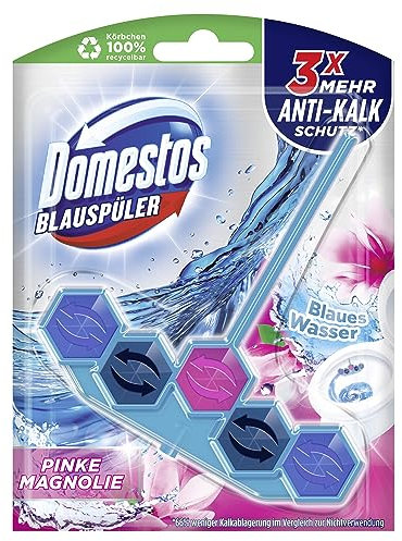 Domestos WC-Stein Power 5+ Aktiv Blauspüler Pinke Magnolie, 53 g, 7er Pack
