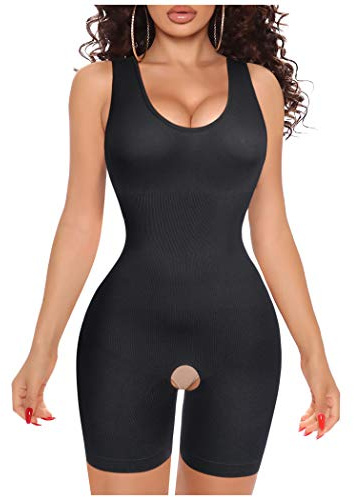 Gotoly Shapewear for women Scoop Neck Tank Tops Bodysuits Jumpsuits Waist Trainer Full body Shaper (Black, Medium/Large)