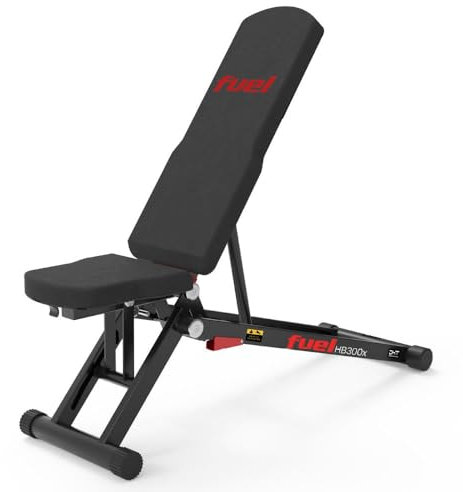 FUEL FITNESS HB300x klappbare Hantelbank, fertig montiert KEIN AUFBAU!, 3-in-1 verstellbare Hantelbank: Flachbank, Schrägbank und Bauchtrainer-Bank, Sitzpolster und Rückenlehne mehrfach verstellbar