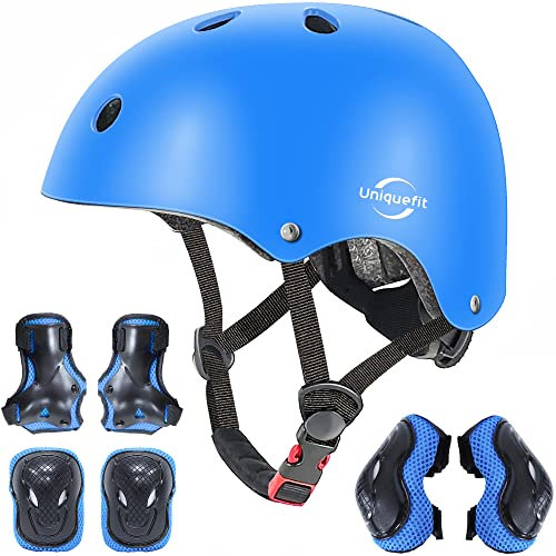 Einstellbare Jungen Mädchen Helm mit Knie &Elbow Pads Handgelenkschützer, Kinder Outdoor-Sport Schutzausrüstung Set 7Pcs für Roller Scooter Skateboard Fahrrad