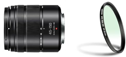 Panasonic H-FS45150EKA LUMIX G Vario Telezoom 45-150 mm F4.0-5.6 ASPH. Objektiv (90-300 mm KB, O.I.S. Bildstabiliator) schwarz & Walimex Pro UV-Filter Slim MC 52 mm (inkl. Schutzhülle)