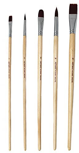 Artway - Künstlerpinsel mit langem Stiel - synthetische Borsten - 5 Verschiedene Pinsel im Set