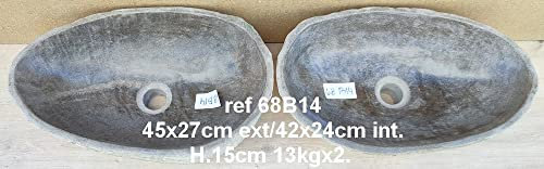 Doble lavabo de piedra natural duo 68B14, aproximadamente 45 cm