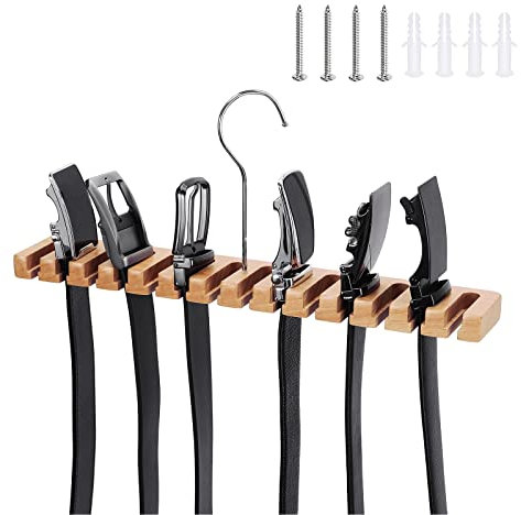 SUNTRADE Gürtel- und Krawattenhalter aus Massivholz, 14 Fächer, Beige