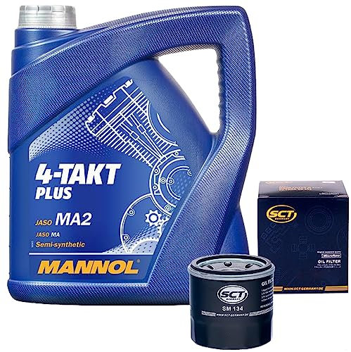 Inspektionspaket 4l Motorradöl 4 Takt Plus 10W-40 + Ölfilter passend für Honda Kawasaki Yamaha