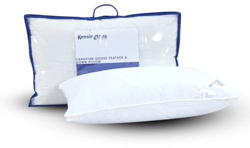 KENSINGTONS Luxury Bedding - Cuscino in piuma canadese e piuma d'oca, qualità alberghiera, qualità alberghiera, ipoallergenico, supporto medio rigido per il massimo comfort, perfetto per chi dorme sul