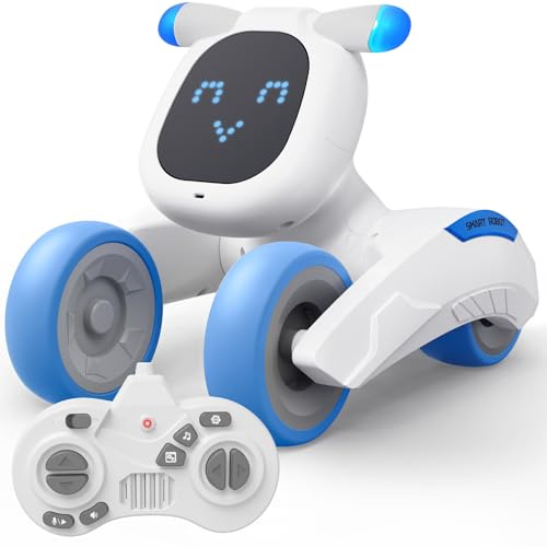PRANITE Robot Juguete, Robot Teledirigido Inteligente con Expresión LED, Grabación, Tacto, Música, Recargable Interactivos Robotizado Regalos para niños y niñas
